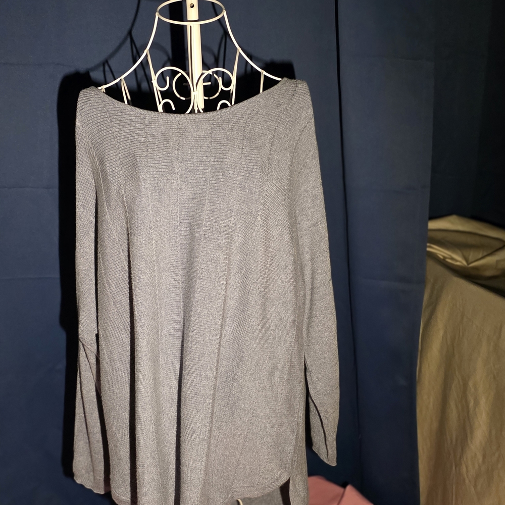 Cozy Oversized Gray Knit Boatneck Sweater